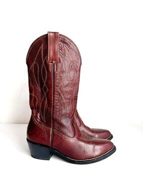 Vintage Colt Chestnut Brown Embroidered Mid Calf Cowboy Boots 8